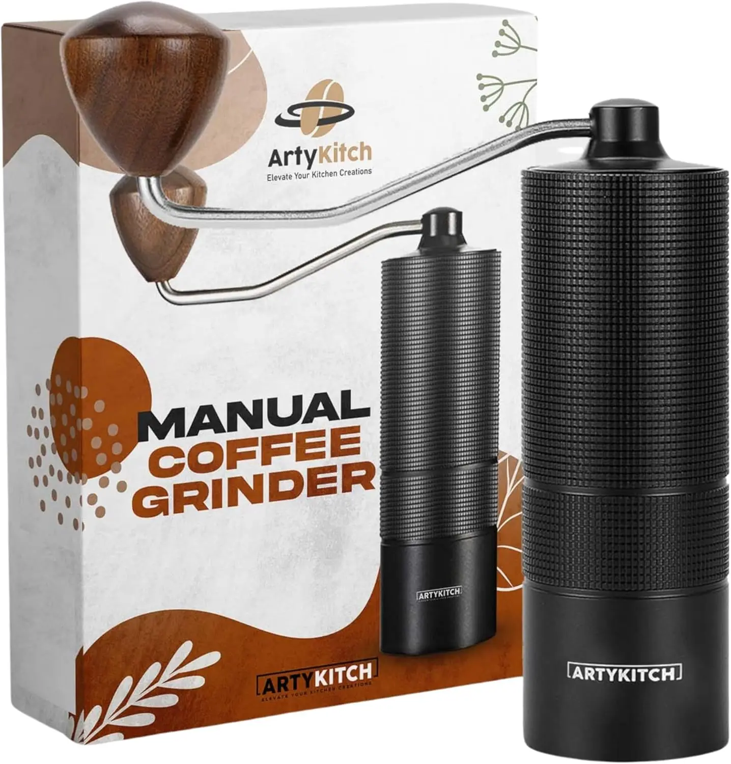 

Portable Stainless Steel Manual Coffee Grinder with Adjustable Burr for Espresso and Camping