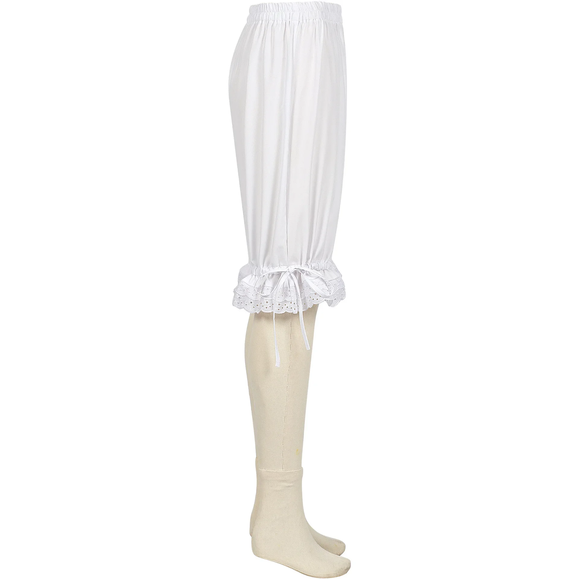 Vintage Lantern Pants Bloomers Ruffles Lace Hem Bow Shorts Elastic Wasit Wide Leg Pants Elastic Bubble Lolita Cosplay  Pants