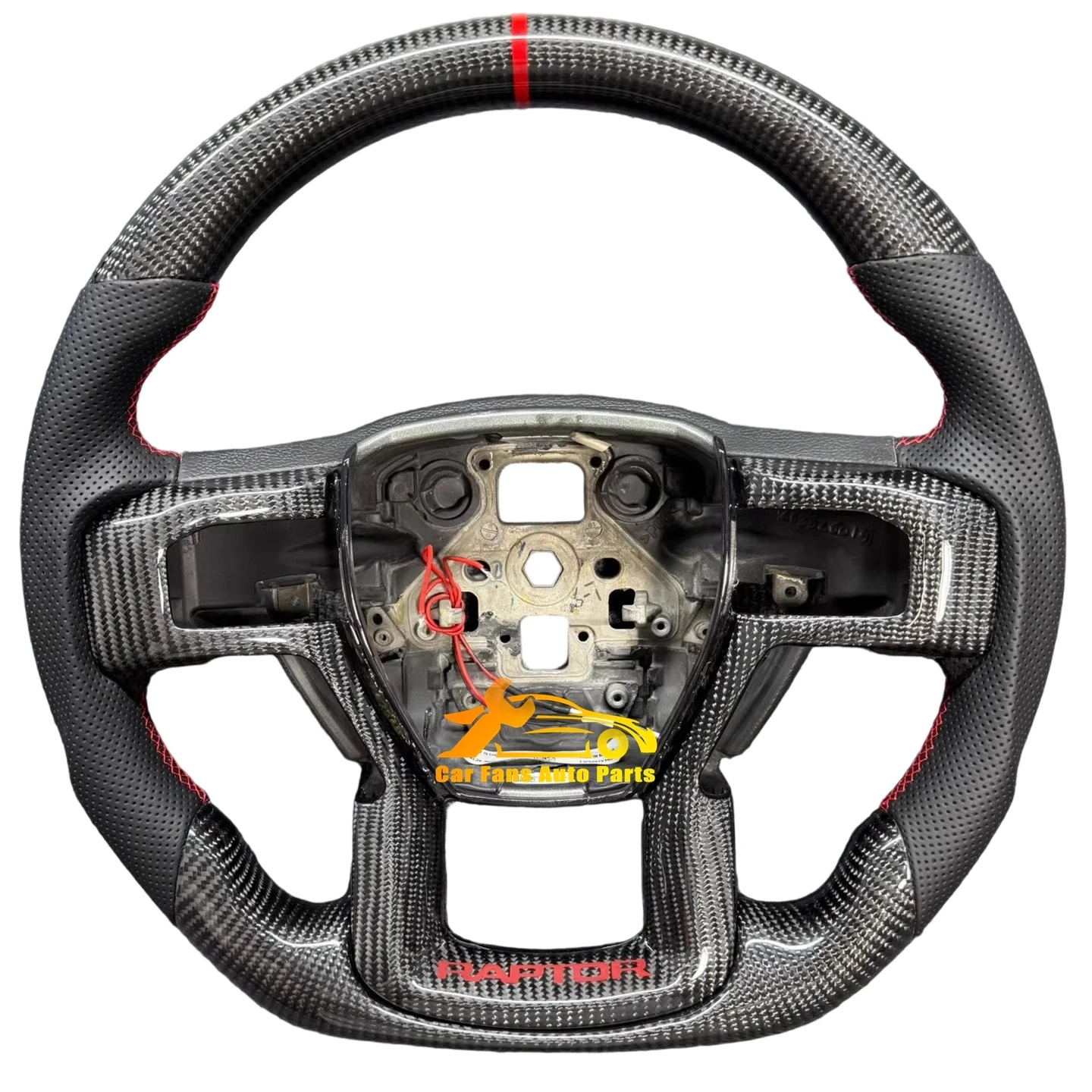 F150 Raptor Racing Sport Car Steering Wheel Real Carbon Fiber Performance Steering Wheel With Center Stripe For Ford F 150 Truck