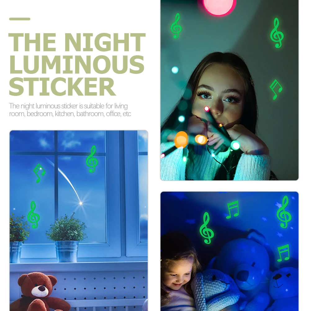 

12pcs Night Luminous Wall Stickers Glow in Notes Decals for Bedroom Kids Room Office Home Decor Easy Apply Remove
