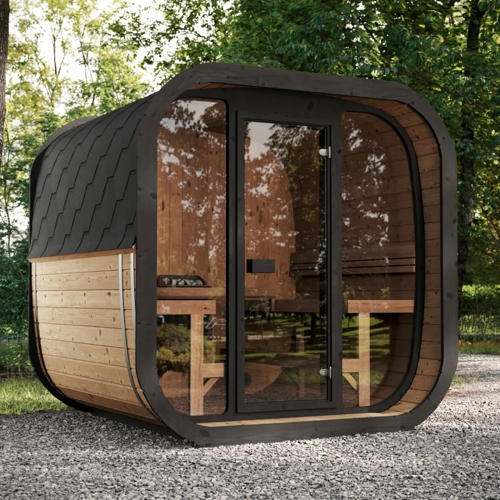 

1 Person Outdoor Sauna with Dry Steam and Modern Design Red Light Therapy for Home Use