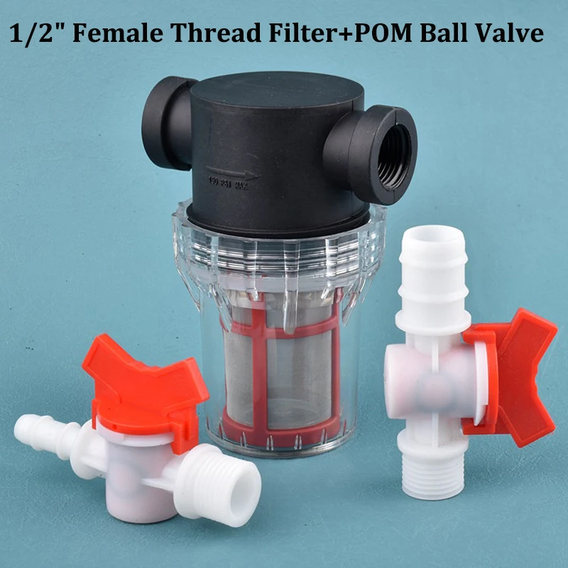 1/2'' To 4~20mm Garden Watering  Hose Filter Car Wash Irrigation Filter Aquarium Fish Tank Water Pump Strainer with Ball Valve