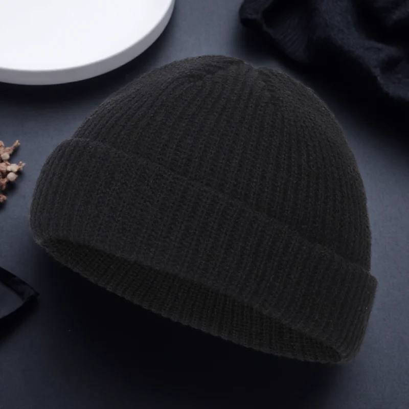 Gorro de melón de invierno para hombre, gorro de lana tejido, gorro de esquí de Color sólido para hombres y mujeres, accesorios de moda de otoño