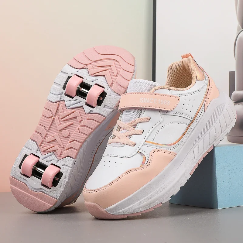 Luxe Vierwielige Rolschaatsen Schoenen Voor Kdis Roze Paarse Meisjes Outdoor Inline Skate Sneakers Grote Jongen Roller Inline Schoenen 1888