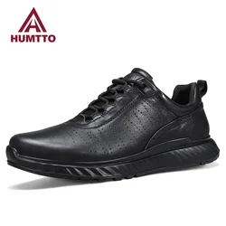 HUMTTO Sneakers for Men Luxury Designer Trail Running Shoes Men's Breathable Sport Mens Tennis Black Leather Casual Man Trainers