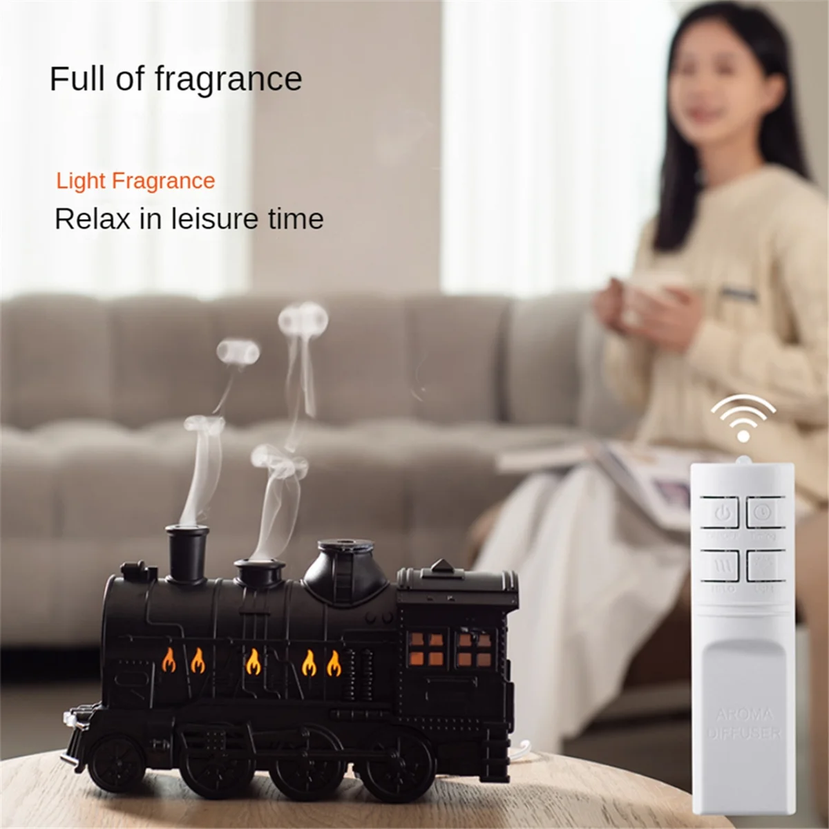 Train Humidifiers Train Aromatherapy Cool Mist Diffuser Air Humidifiers Oil Retro Diffusers with Remote Control UK Plug