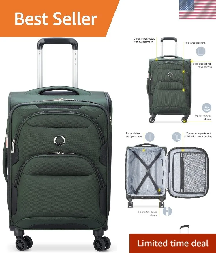 

Расширяемый чемодан Sky Max 2.0 Softside с колесами-спиннерами, зеленый, ручная кладь