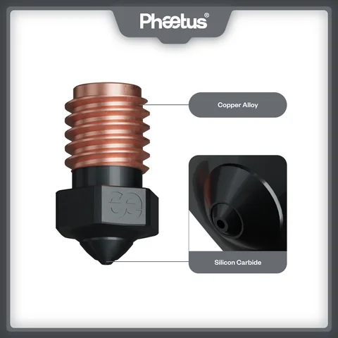 Phaetus Silicon Carbide V6 Nozzle Durable Reduce Stick For 3D Printer Accessories Nozzles M6 Prusa Voron VzBoT Hotend