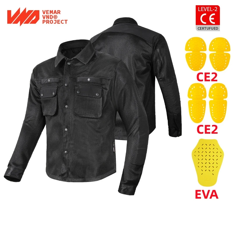 

Black Casual Riding Jacket Built-in CE2 Shoulder and Elbow Pads Riding Protective GearMotorcycle Riding Jacket