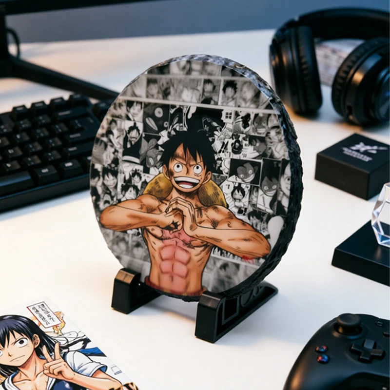 

Новая круглая каменная табличка-плакетка с Луффи из One Piece, 14,5 см, для декора стола, спальни, офиса, полки, 2026 год