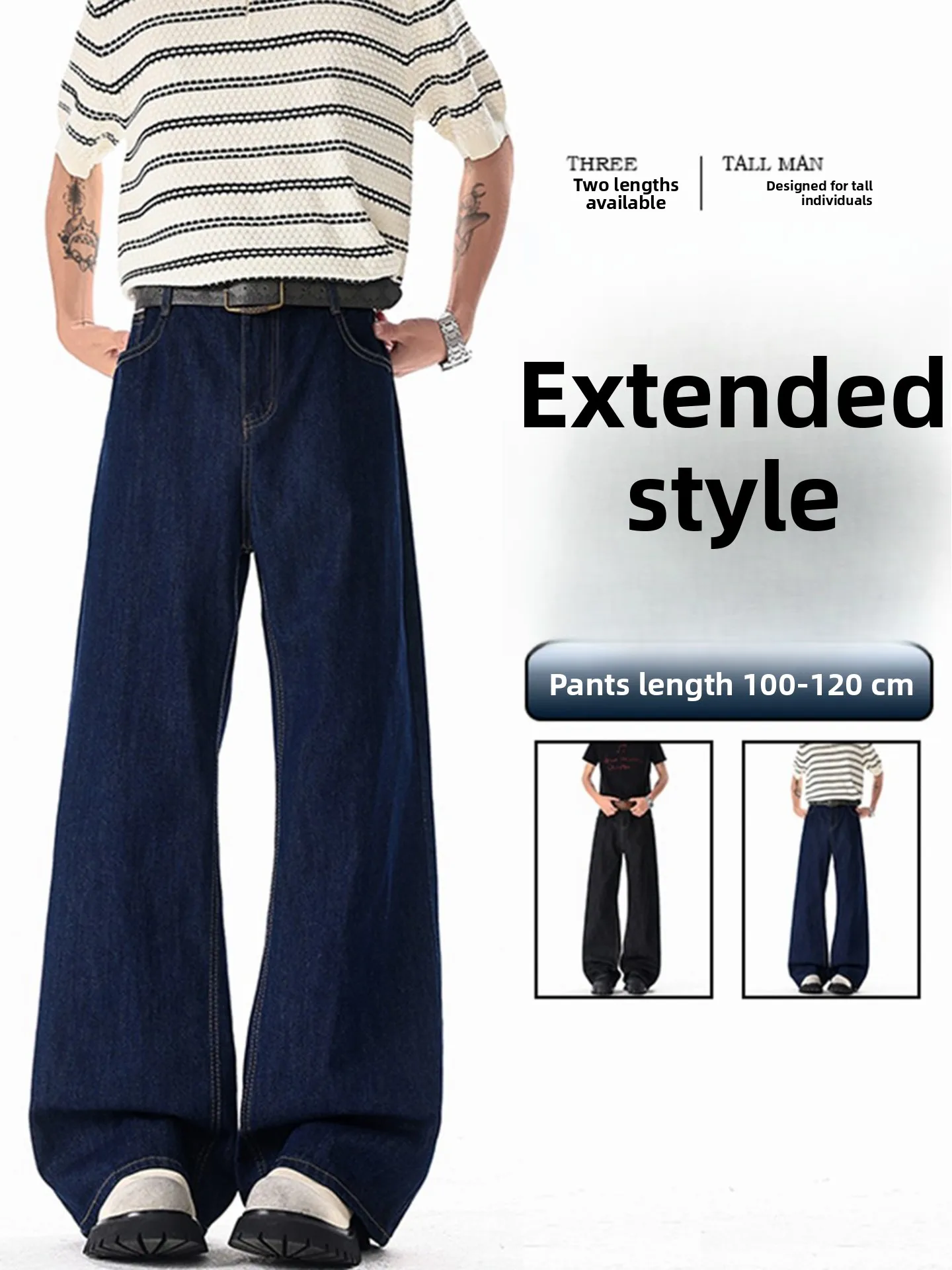 

Original Denim Slim Straight Lengthened Version Jeans for Taller Men Spring Season High Waist Classic Sle Casual Wear