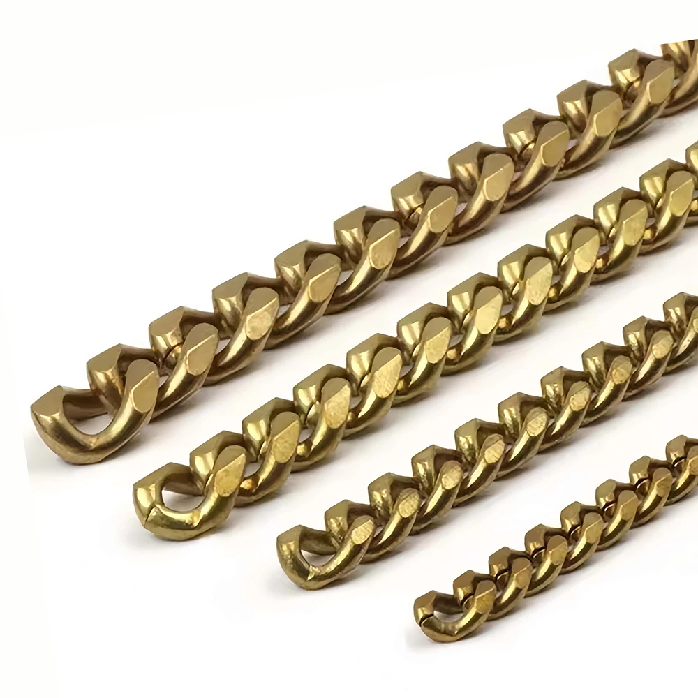 

1 метр цельной латунной плоской витой цепи для сумок, ремней, кошельков, коробок, необработанная, для рукоделия, аксессуары для кожаных изделий