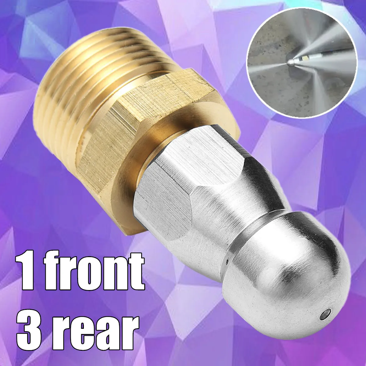 Cleaner Pipe Dredger Nozzle Tool M22 F14 Front Rear High Pressure washer Drain Sewer Cleaning Stainless steel Copper