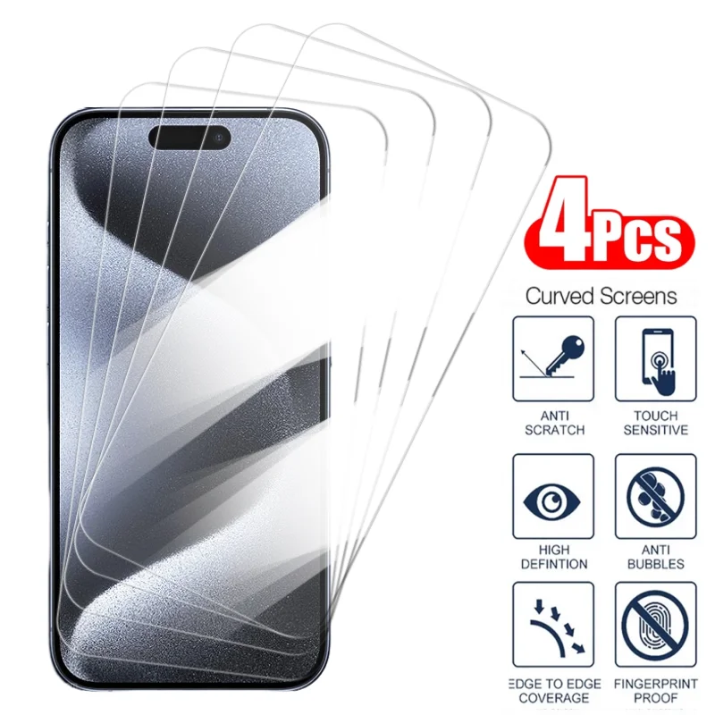 4PCS Tempered Glass For iPhone 15 Pro Max High Definition Screen Protector For iPhone 13Pro 15ProMax 14ProMax Protective glass