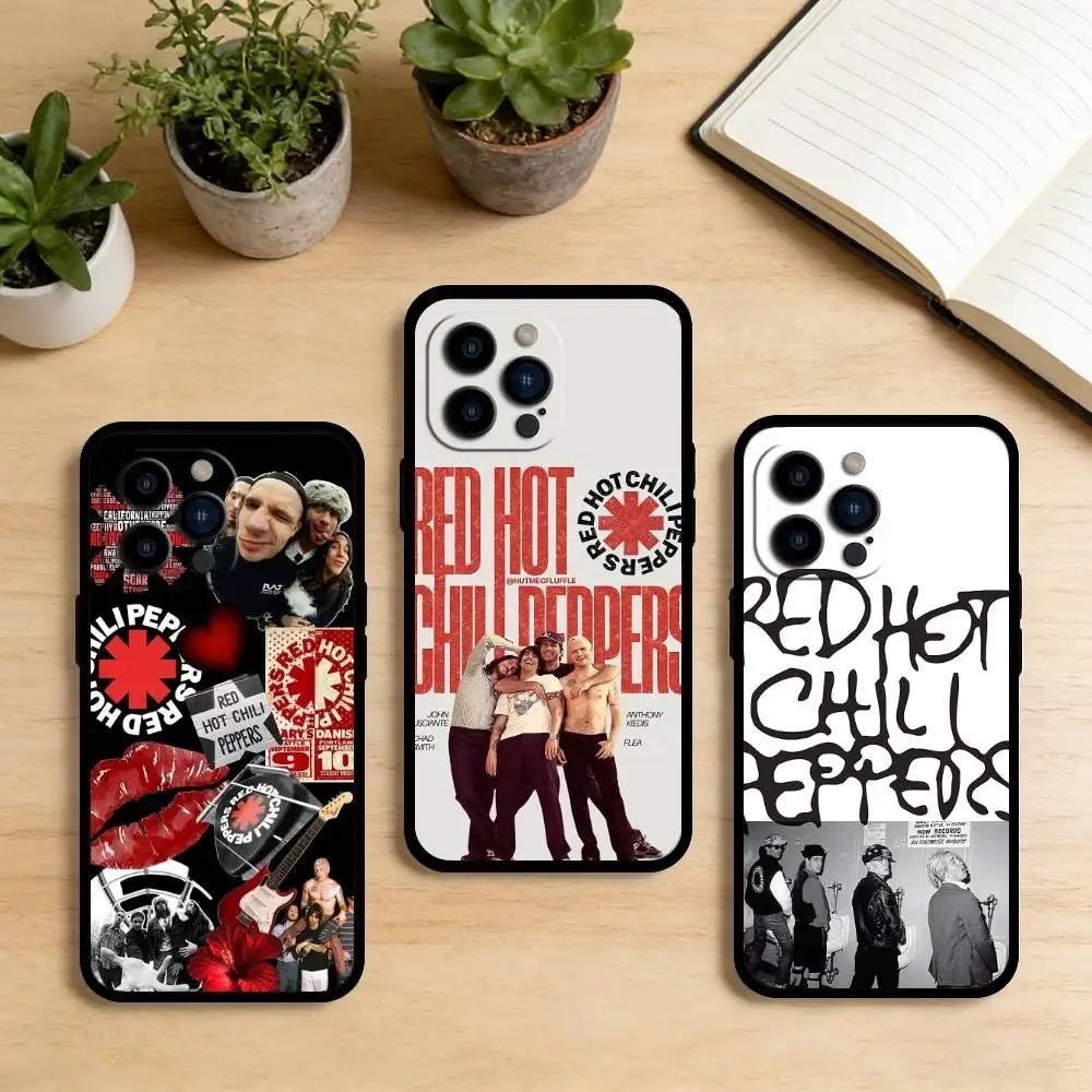 

AAA Red Hot Chili Peppers Phone Case For iPhone 17,16,15,14,13,12,11 Plus,Pro Max,XS,Soft Silicone Black Cover