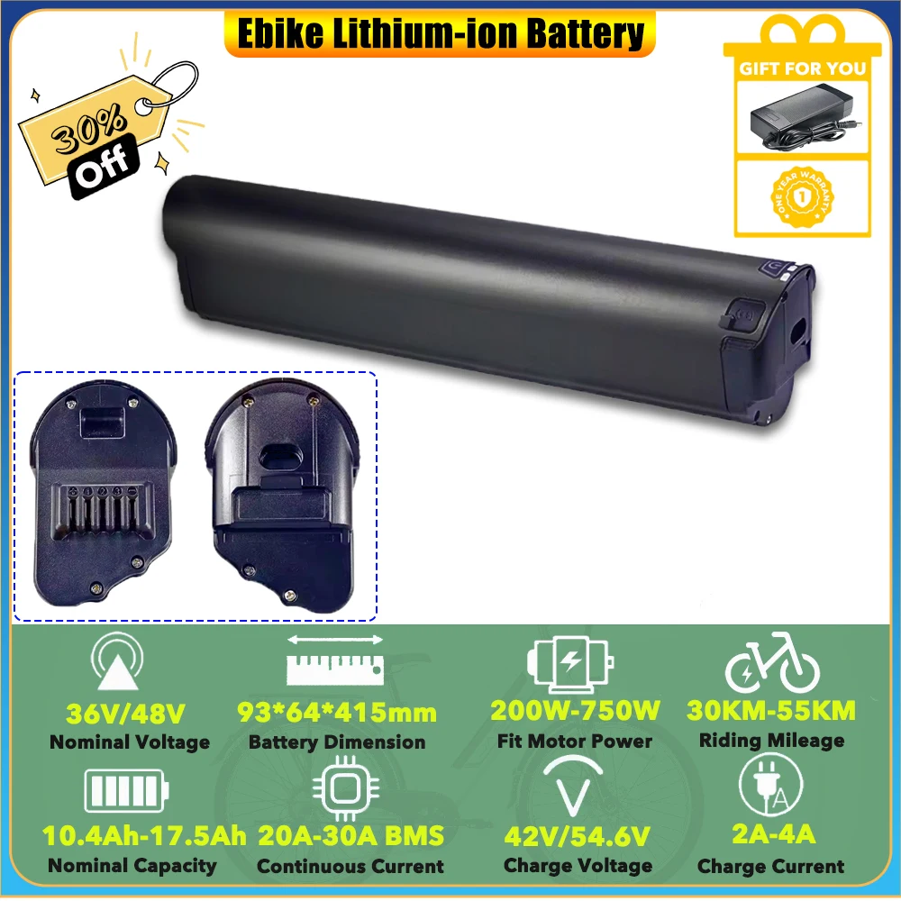 

Integrated Frame Lithium-ion Battery Pack 48V 10.4Ah 12Ah 13Ah 14Ah Akku for Jasion EB5 Roamer ST Electric Bike