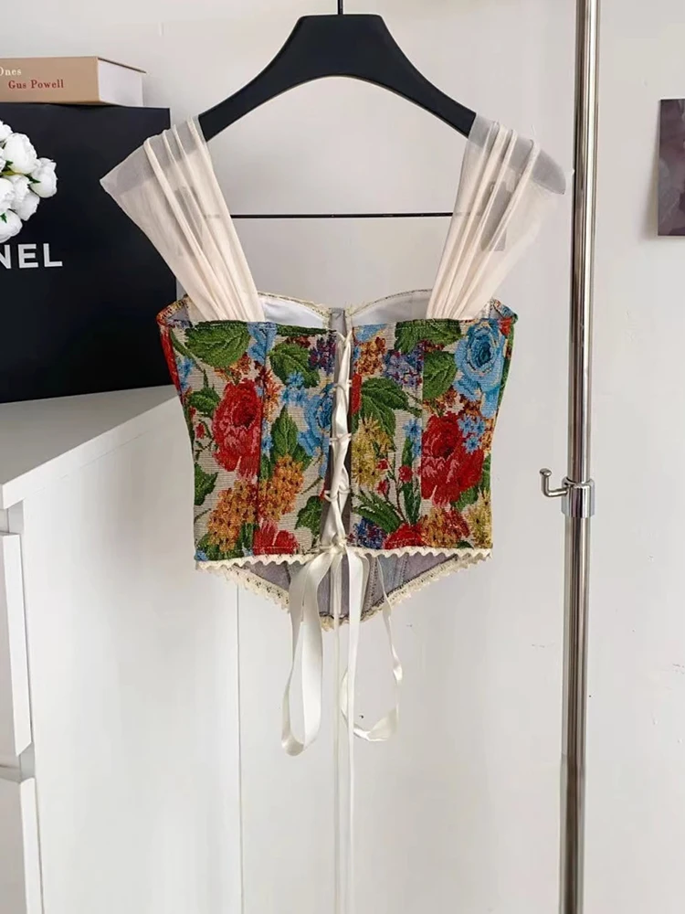 مشد نسائي جميل مزين بالزهور على شكل هيكل السمكة ملابس داخلية مثيرة على الطراز القوطي الرومانسي مشدات للعطلات والحفلات والنوادي مشد للتخسيس #5