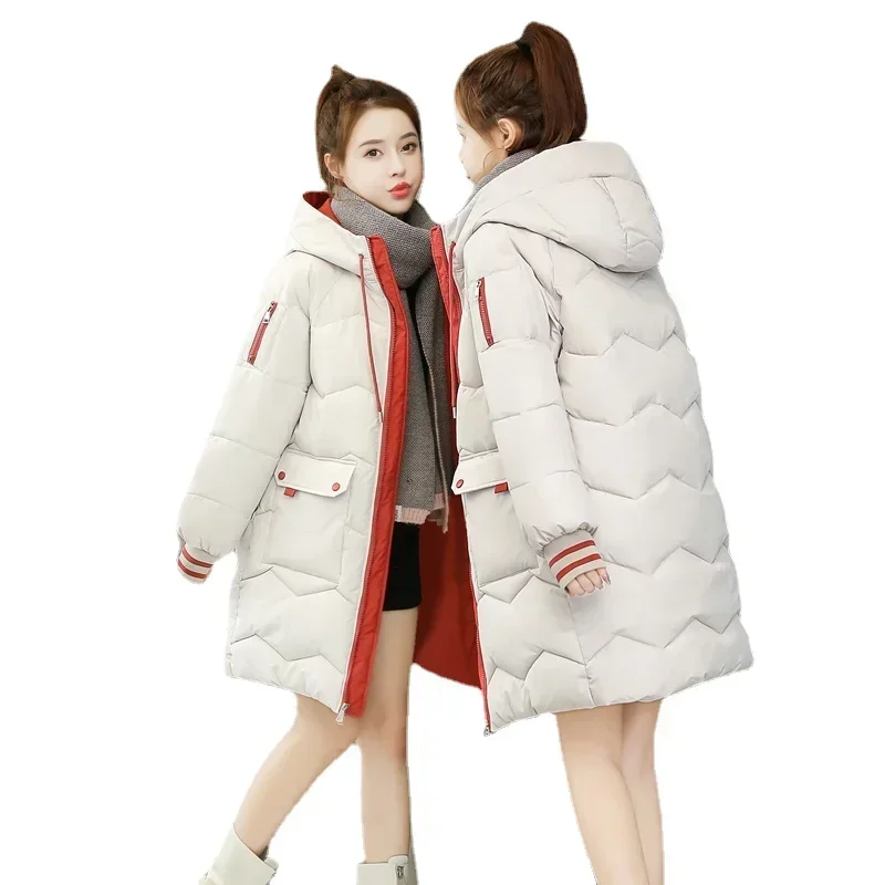 2022 Winter Women Jacket Coats Long Parkas Female Down cotton Hooded Overcoat Thick Warm Jackets Windproof Casual Student Coat