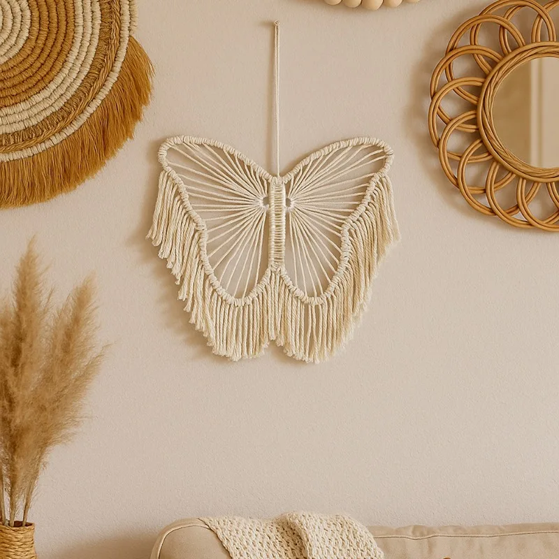Bohemian Hand-woven Fringed Crafts Butterfly Style Tapestry Wall Bedroom Home Ornament Decoration