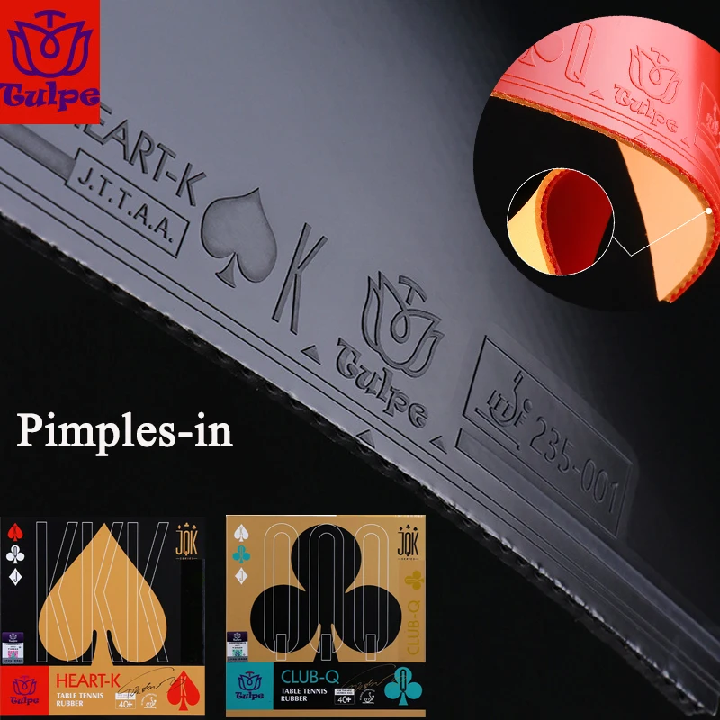 

TULPE HEART-K CLUB-Q Table Tennis Rubber Sheet Sticky Pimples-in ITTF Approved Ping Pong Rubber with 2.1MM Sponge Offensive Type