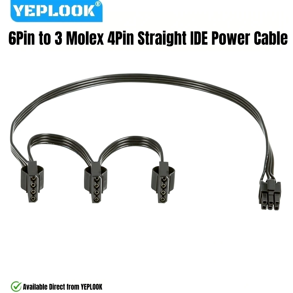 

For Corsair RM PSUs, 3 Molex IDE 4Pin PATA Power Cable for Corsair RM1000, RM850, RM750, RM650, RM550, RM450 Modular, 50+15+15CM