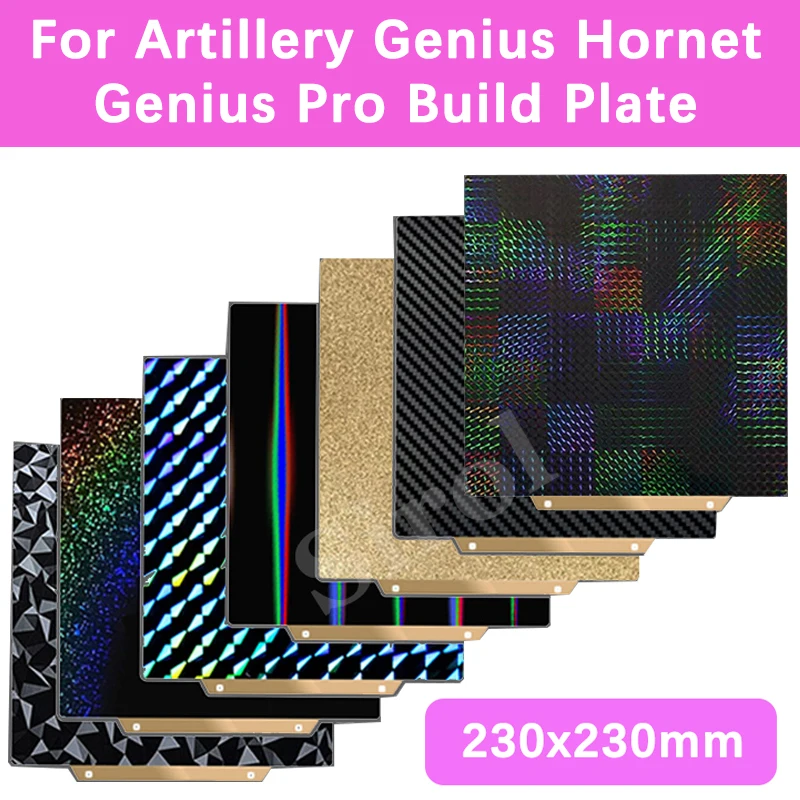 Placa de Construcción Genius Pro para Artillery Hornet, Lámina de Acero con Resorte de Doble Cara PEI, PET, PEO, PEY para Artillery Genius 230x230mm