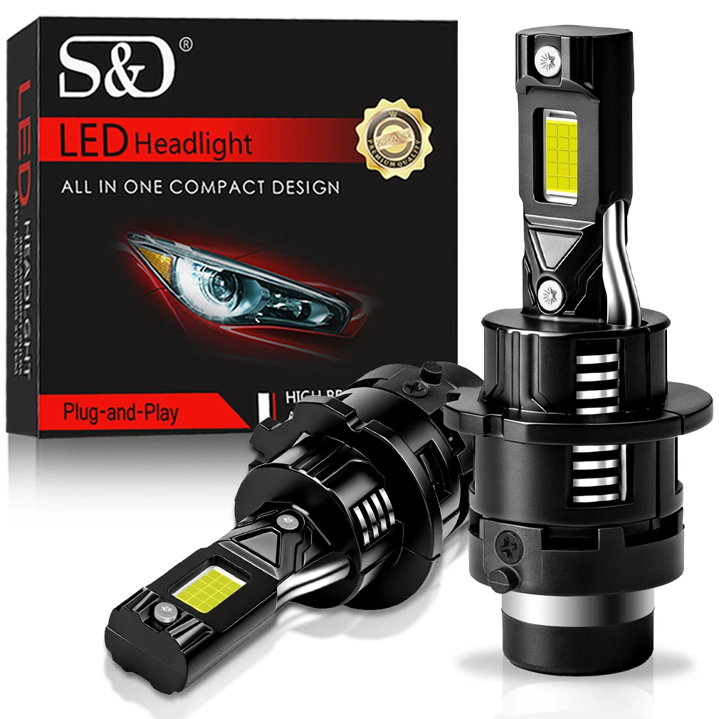 S&D 2PCS D2S D4S D2R D4R LED Headlight Canbus HID LED Headlamp Bulbs 200W 60000LM Car Lights Plug&Play Turbo Lamps 6000K White