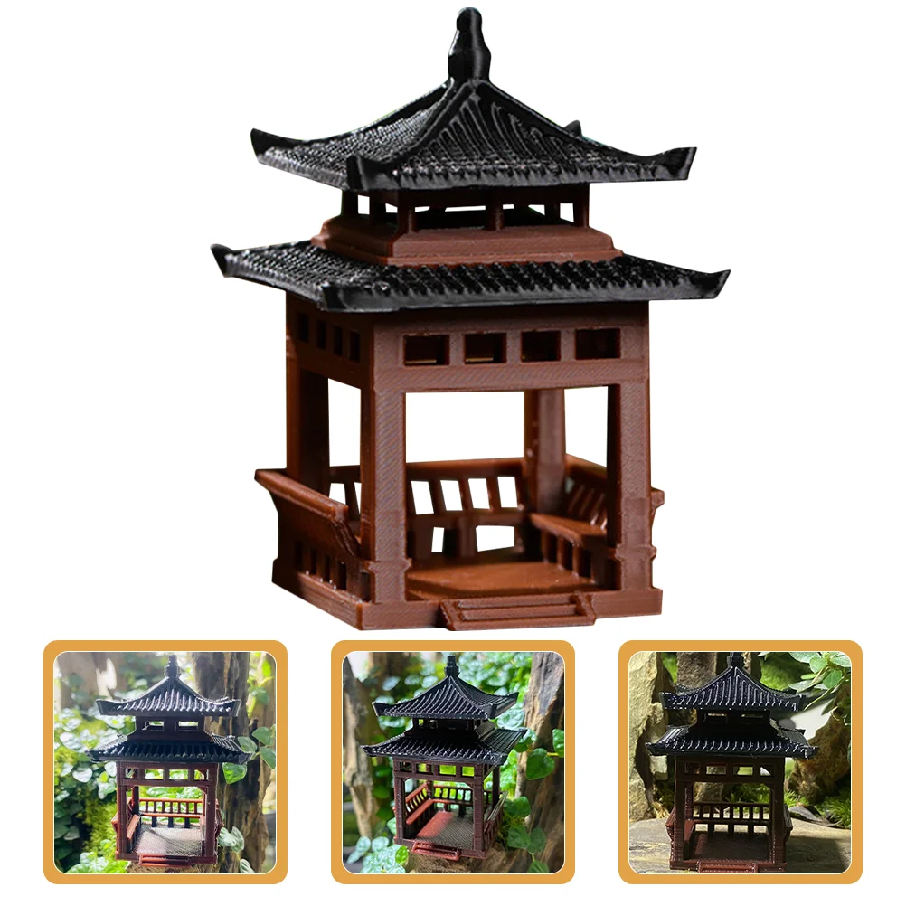 

Pavilion Small Ornaments Desktop Fish Tank Decor Decoration Garden Tabletop Pagoda Statue Outdoor Gardening