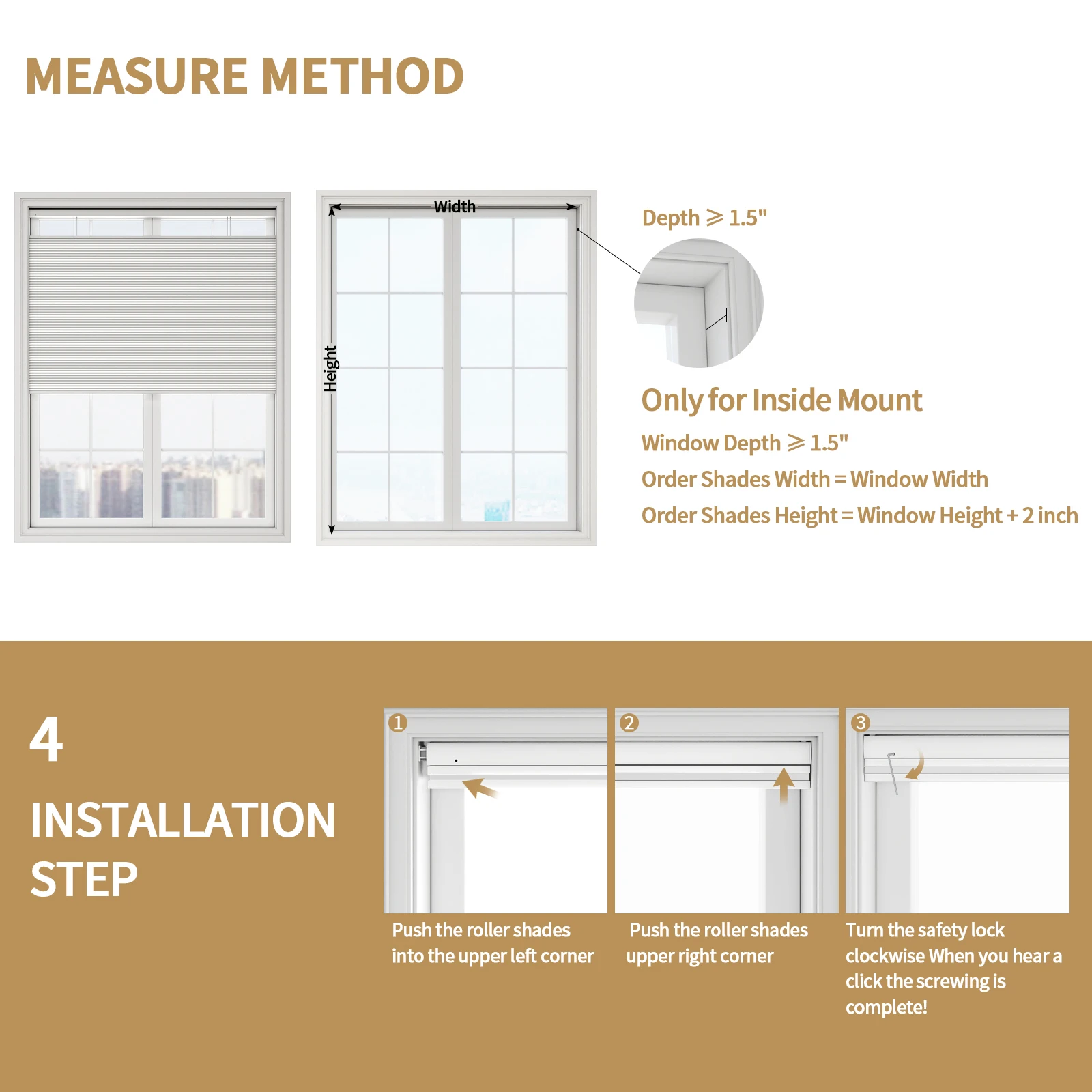 Ligsto No Drill Top Down Bottom Up Cellular Shades Custom Size Honeycomb Blinds for Windows Blackout Privacy Manual