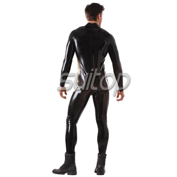 

wholesale Men's Rubber catsuit latex catsuit with Front Through Zip