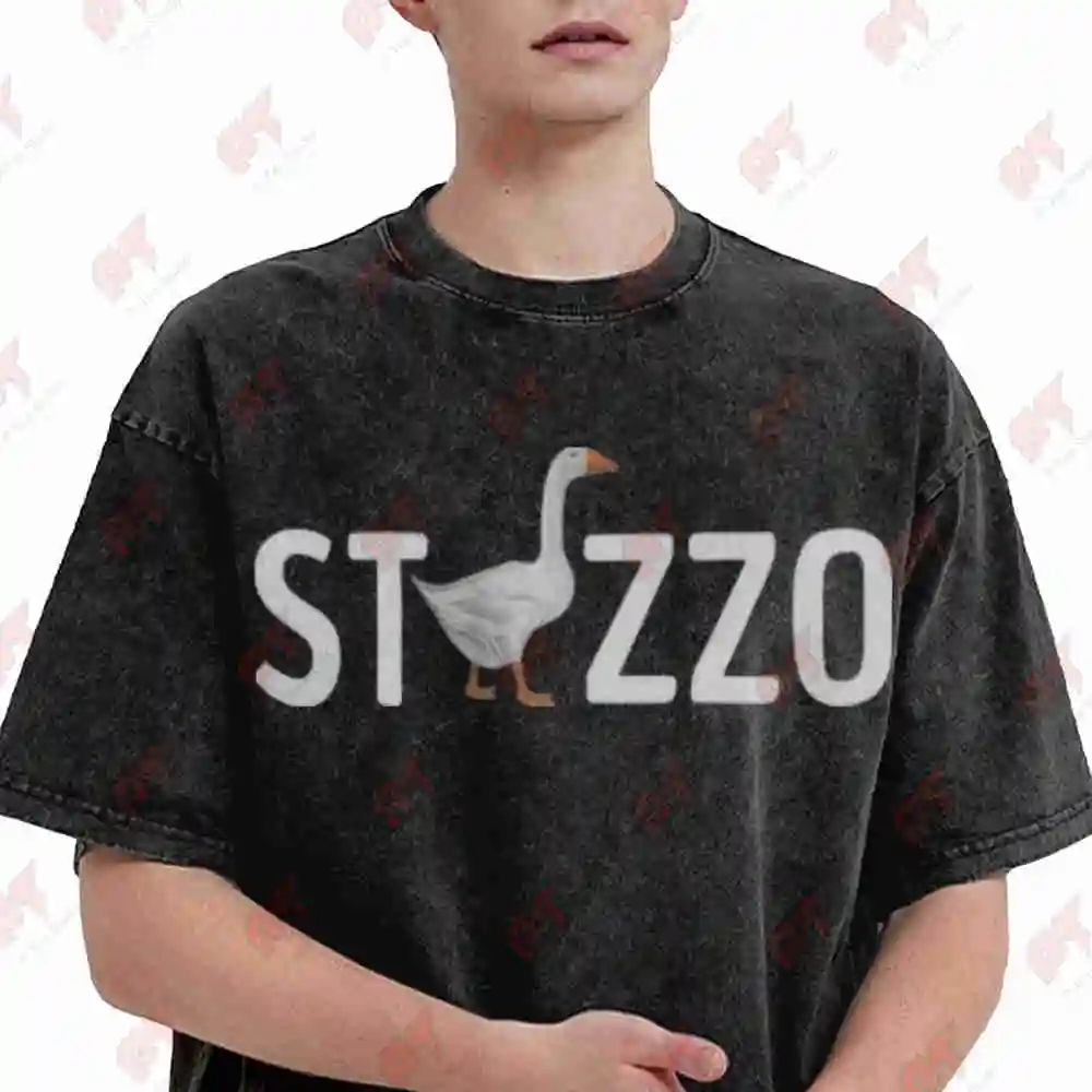 Stocazzo Italian St Tzzo Syndicate Lettering Vintage Washed Tee Pure Cotton T-Shirt