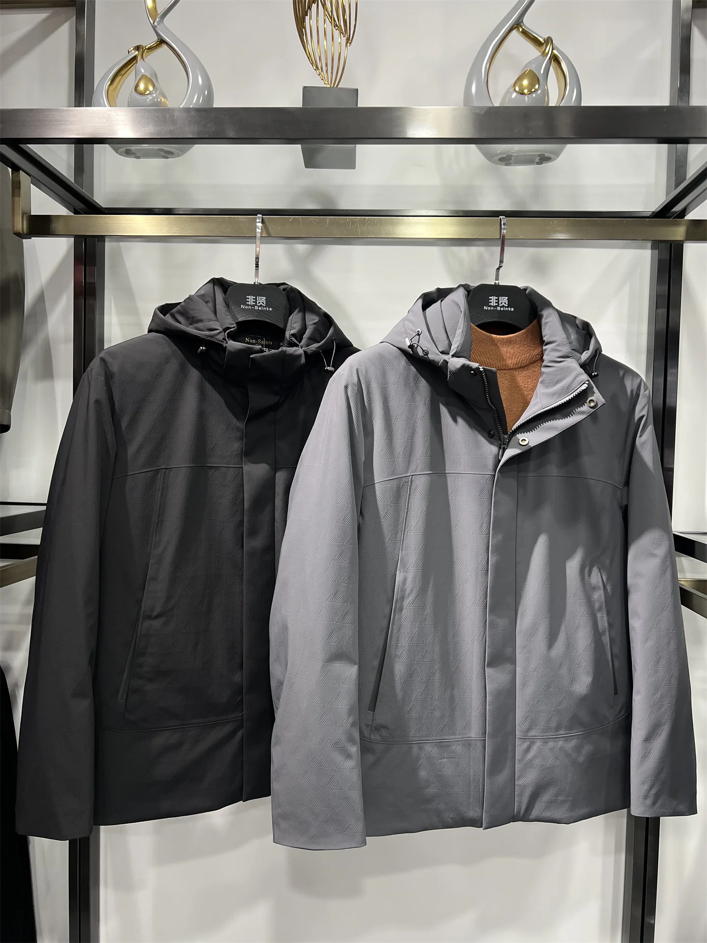 

Мужская пуховая куртка Non-Saints с геометрическим узором, легкая, универсальная, из гусиного пуха, с отстегивающимся капюшоном, для повседневной носки