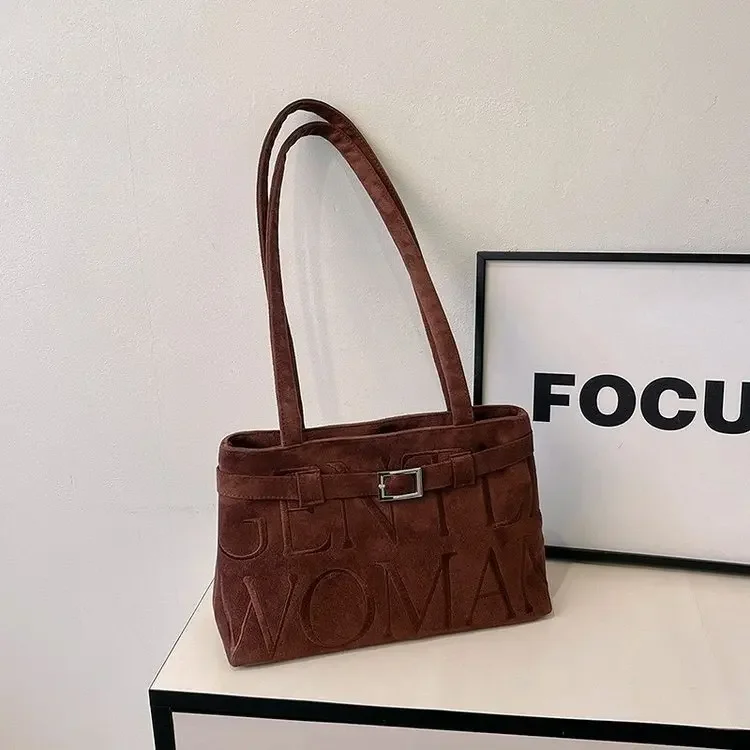 Borsa tote a spalla ricamata in pelle scamosciata 2025 - Borsa a tracolla da donna con tracolla regolabile per gite casual/shopping/vacamenti in spiaggia