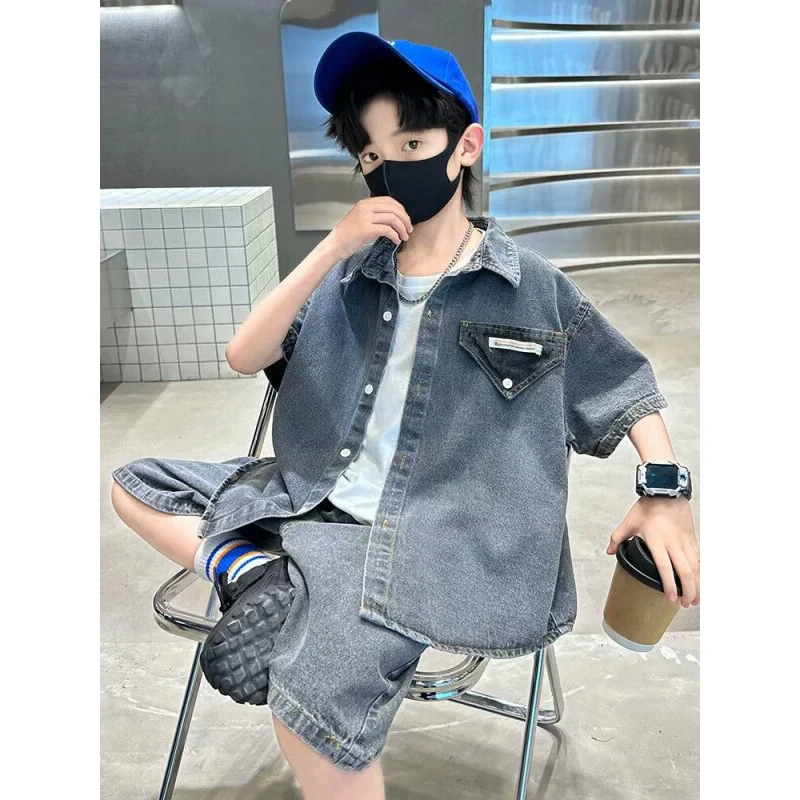 

kids clothes boys suit boy sports suit clothing boy clothes children clothing Shirt+short 2pcs 2024 New