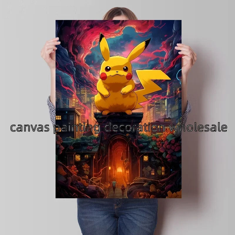 Japanese Famous Anime Pokemon Poster Pikachu Charmander Bulbasaur Squirtle Canvas Painting Wall Art Print Home Decoration Gift