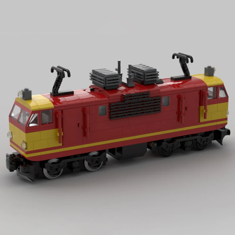 Modèle de voiture de ville MOC, briques de construction, Locomotive électrique Sr1, technologie modulaire rouge/jaune, cadeaux de vacances pour enfants, jouets à assembler