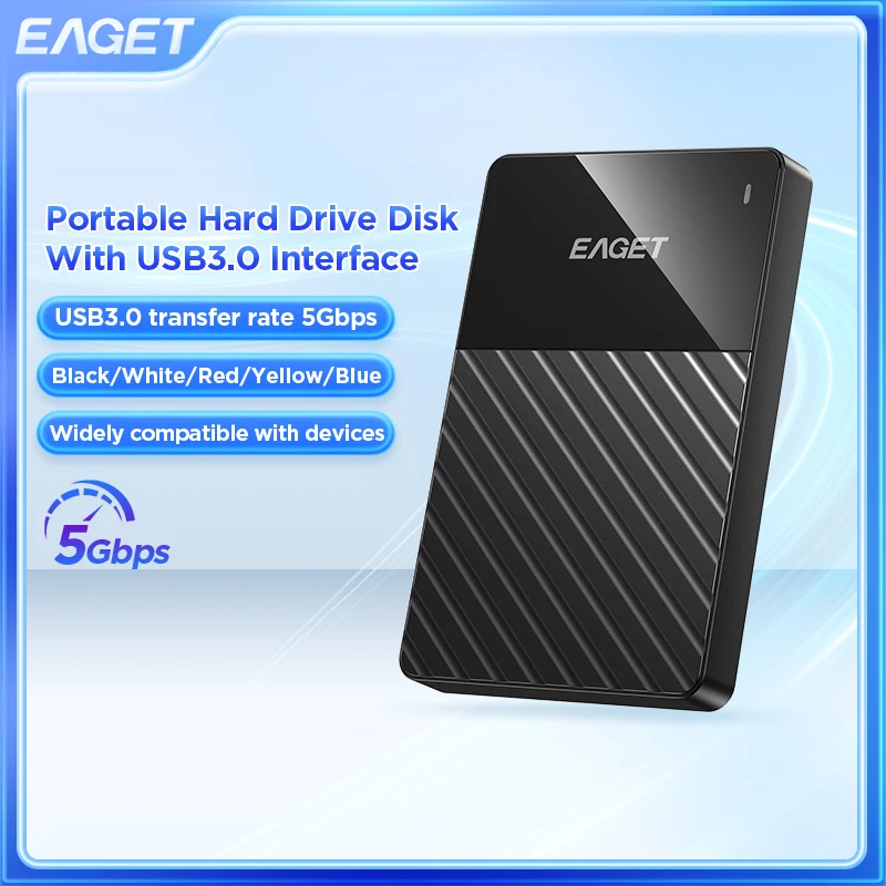 Eaget 5Gbps ポータブルHDD 外付けハードドライブ 1TB 250GB 500GB