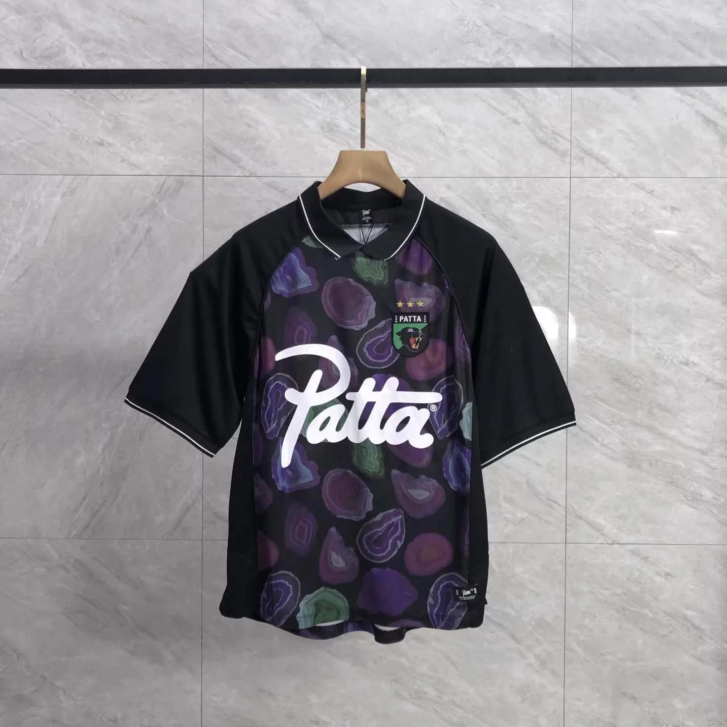 2026 PATTA Retro casual number 24 embroidered badge Polo lapel short sleeved t-shirt TX1607