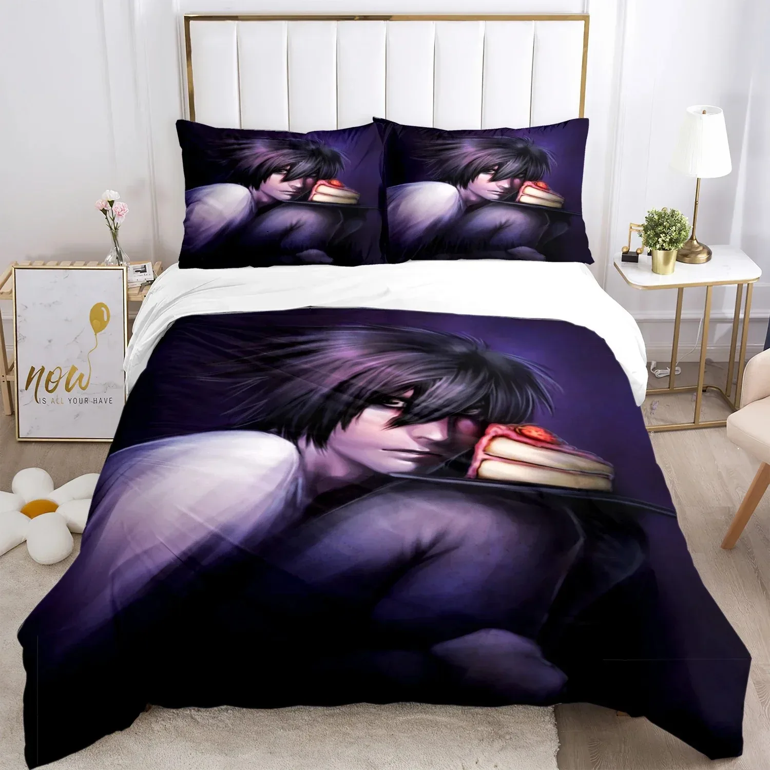 

Death Note Print Bedding Set For Bedroom Soft Modern Bedspreads Comefortable Kids Duvet Cover Quilt Cover And Pillowcase