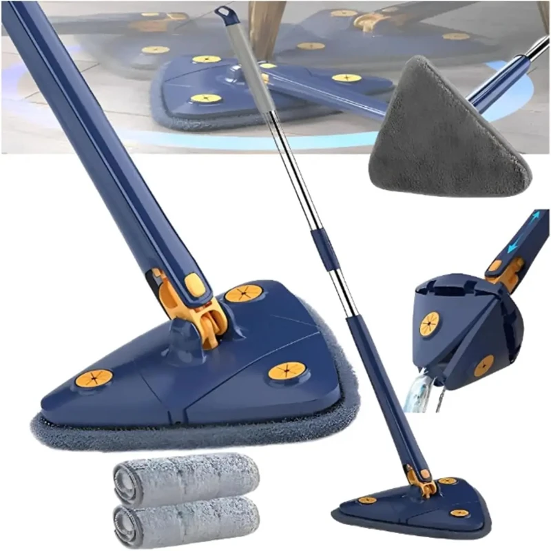 Adjustable Cleaning Mop Triangular Rotation 360 ° Floor Mop Wall Glass Mop Multi-Function