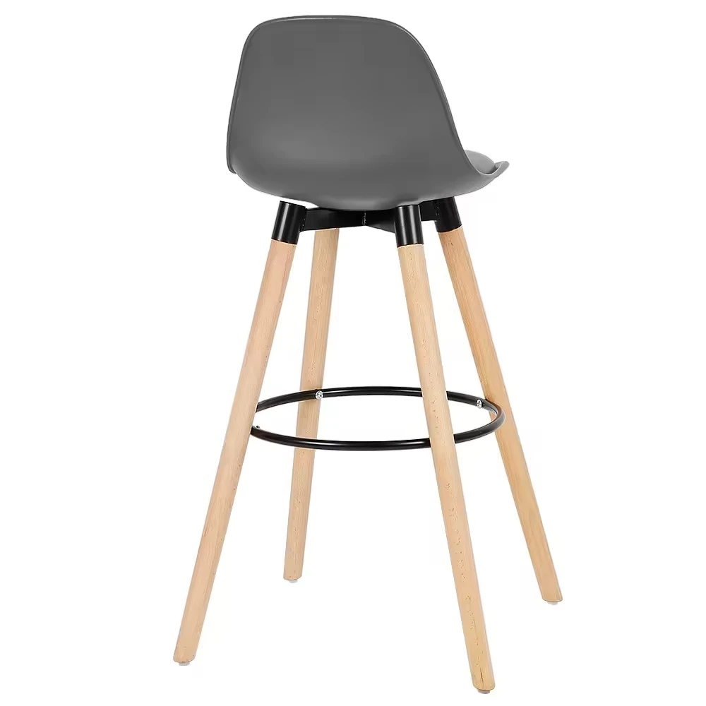 #Luxury Home Modern Bar Stools Solid Wood & Leather Adjustable Counter Height Whiskey Barrel Inspired Grey Custom Dining Chair