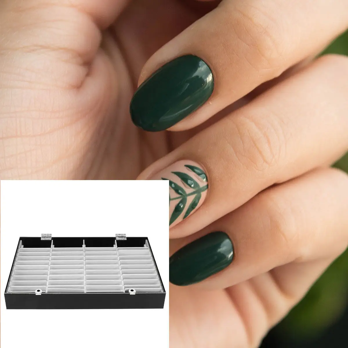 1Pcs Nail Color Cards Display Black 40 Slots Fake Nail Holder Acrylic Rack Manicure Display Stand Portable Storage for Salon