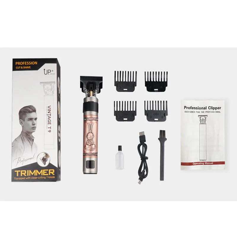 Persoonlijk patroon Legering Lichaam Draadloos LCD-scherm 0 mm Haar knippen Professionele kapper Olie Kaal Opladen Haargraveer Clipper