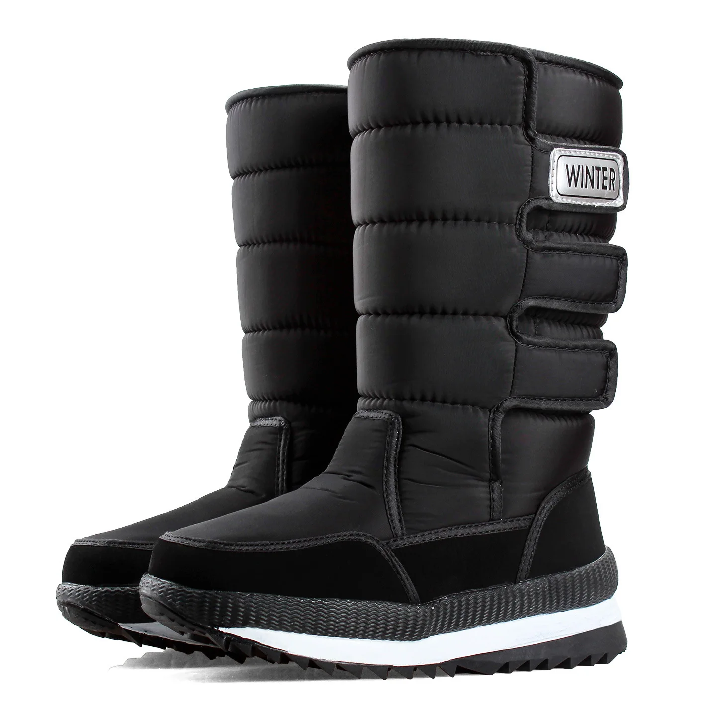 Men's Winter Snow Boots Warm Plush Lined Thickened Cotton Shoes Women's Waterproof Non Slip Outdoor Hiking Skiing High Top Boots