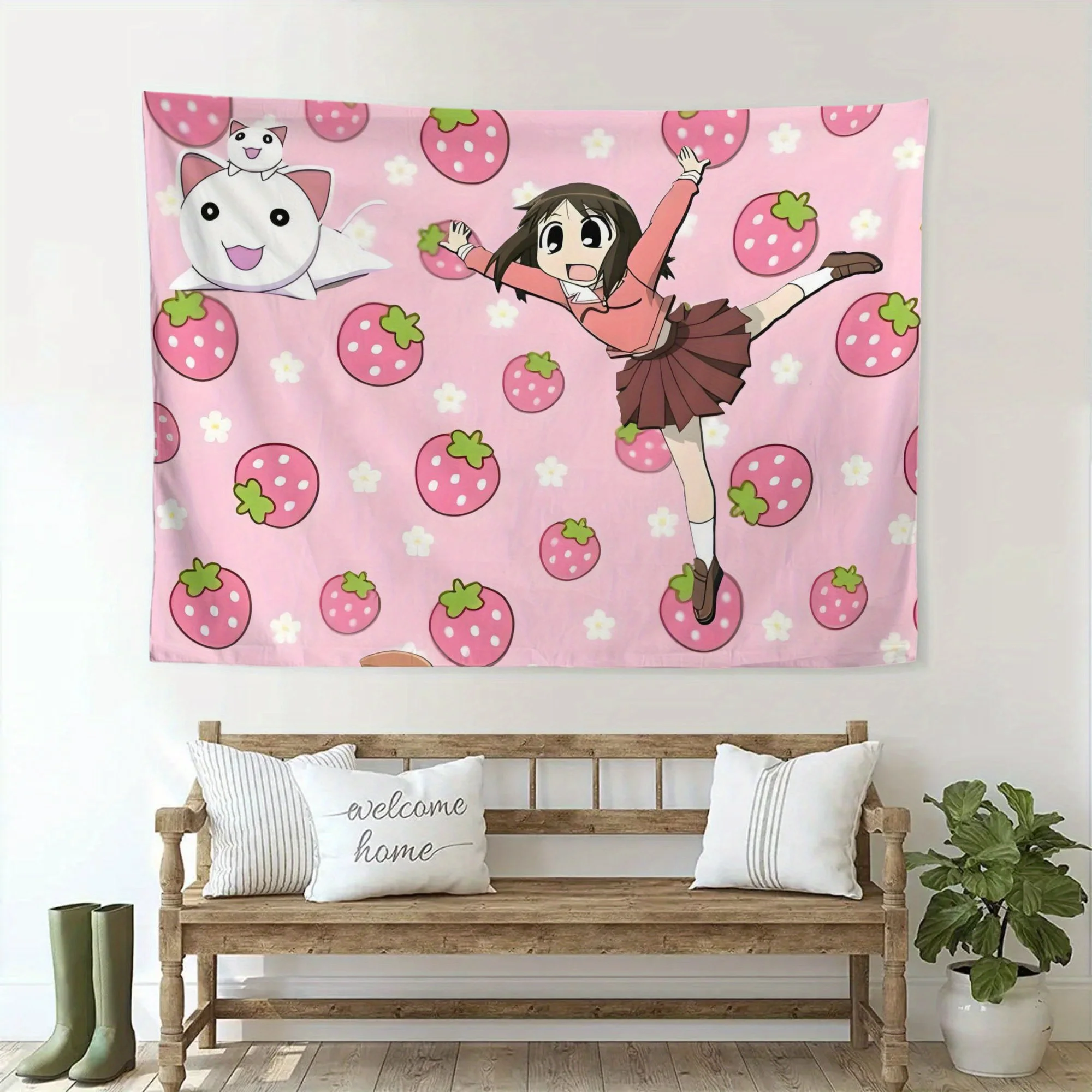 1pc Azumanga Daioh Strawberry Girl Tapestry, Polyester Print, Anime Fan Bedroom Living Room Wall Decor & Gift