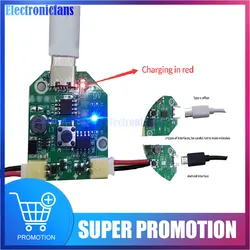 Type-C Micro USB Rechargeable Small Fan Control Board Brushless 3 Gears Adjustable Boost Board with Line Charge Protection