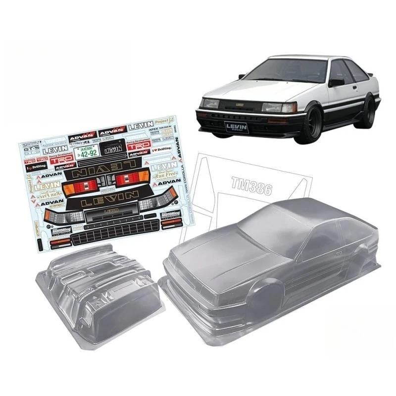 Teamc Bodies 225mm Mini Bodywork 1/10 Mini AE86 Clear Car Body Shell W/Rear Wing ,Light Buckle for Onroad Rc Drift 225 M-Chassis