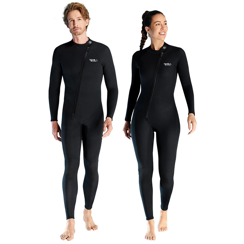 DIVE&SAIL Diving Suit with Warm 1.5mm Front Zipper All in One Cold Diving Suit, Swimming Snorkeling and Surfing Suit