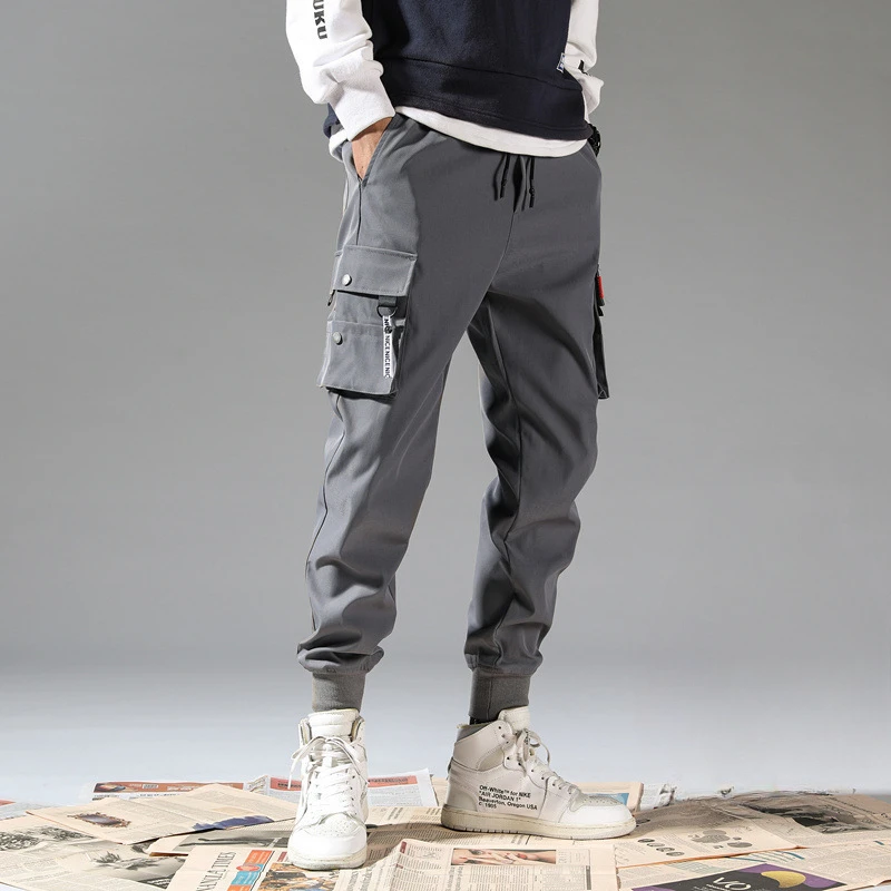 Prowow Autumn winter casual men's workwear with fleece sanitary pants men's leg binding sports pants work pants