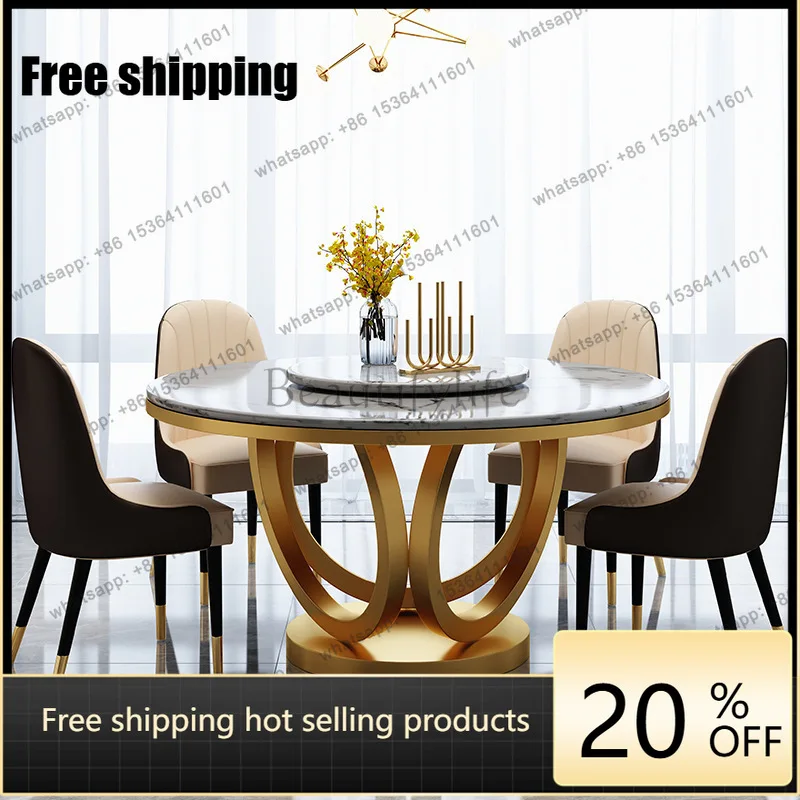 hot  light luxury rock slab dining table simple modern marble stainless steelFactory Direct